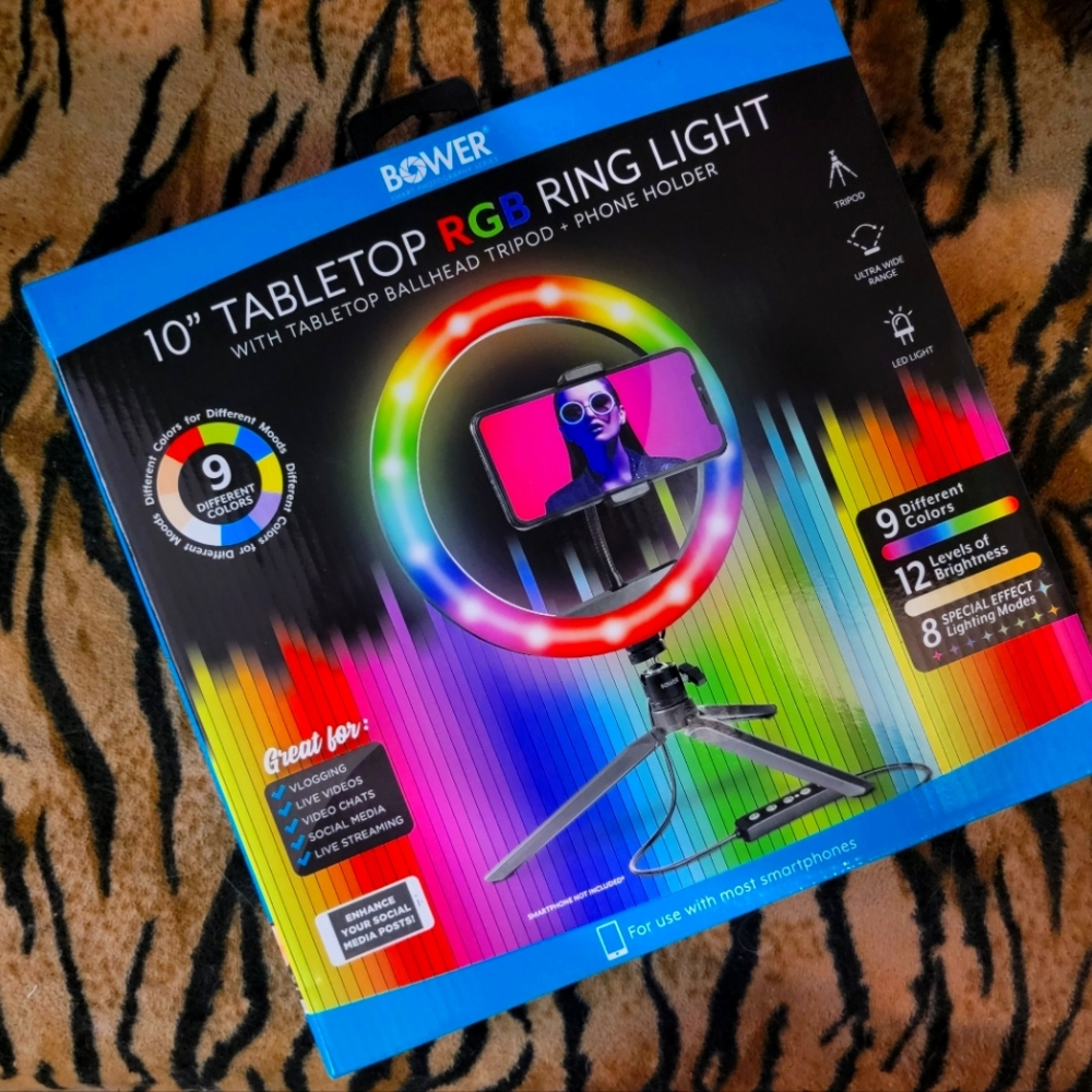 10" Tabletop RGB Ring Light - photography phone holder